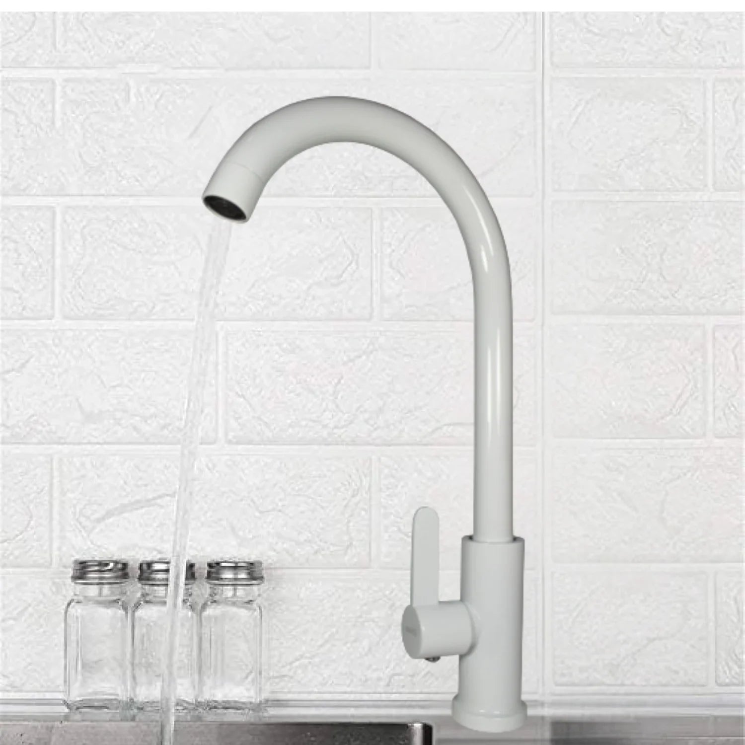 Grifo Monomando Lavaplatos Cuello Alto - blanco mate - Aqua center 