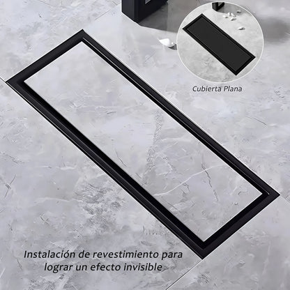 Rejilla Rectangular Piso Invisible 30x10cm Negra