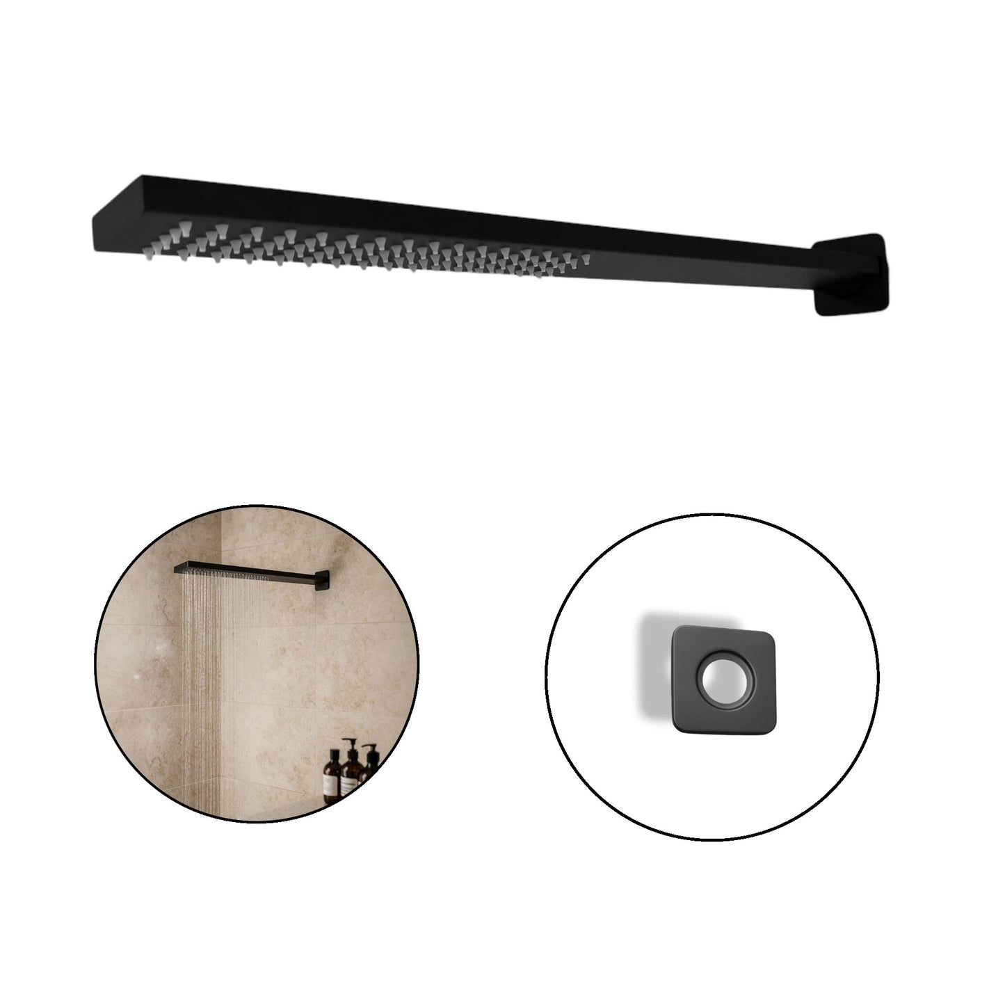 Ducha Rectangular 60cm Negra