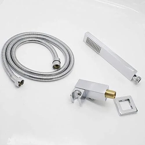 Kit Teleducha Metálica Cromada con Manguera y Soporte