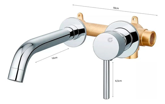 Grifería Llave Lavamanos Monocontrol Pared Cromada