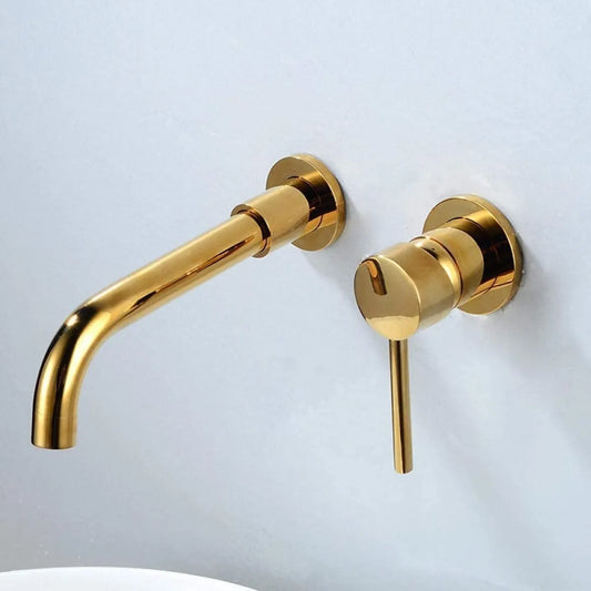 Grifería Monocontrol Lavamanos Pared Oro Vintage