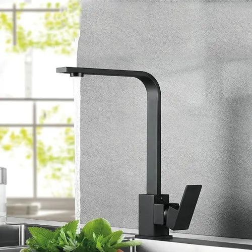 Griferia en L mezclador lavaplatos negra