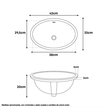 Lavamanos De Bajoponer Ovalado Blanco