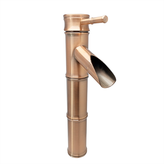 Grifería Monocontrol Alta Tipo Bambú Cobre Cepillado - Diseño Vintage para Lavamanos Bowl