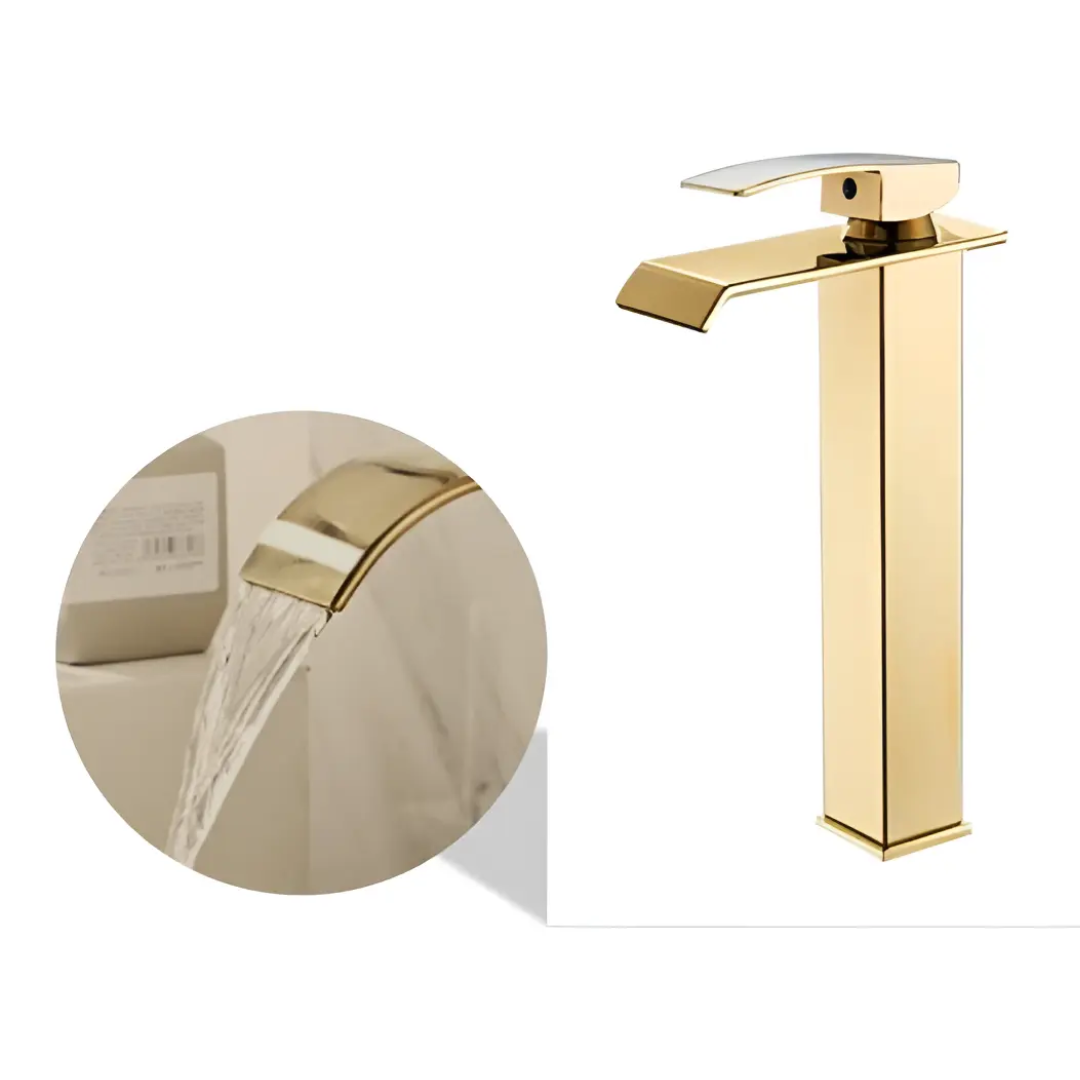 Grifería Cascada Dorado Mate: Calidez y Lujo Exclusivo para Proyectos de Diseño