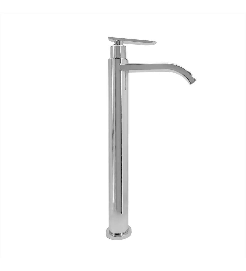 Grifería Lavamanos Alta Agua Fría Cascada Metálica Cromada 31 cm - Aqua center 