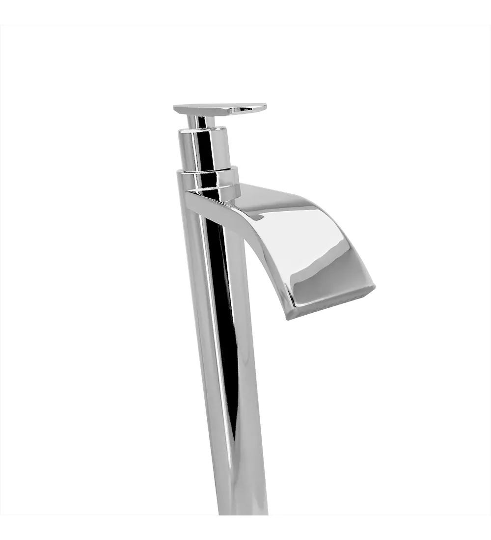 Grifería Lavamanos Alta Agua Fría Cascada Metálica Cromada 31 cm - Aqua center 