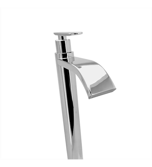 Grifería Lavamanos Alta Agua Fría Cascada Metálica Cromada 31 cm - Aqua center 