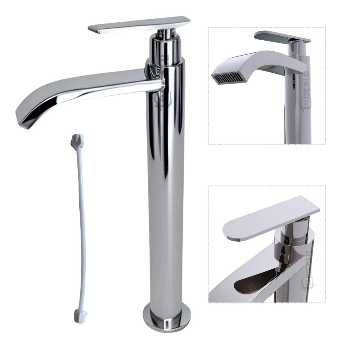 Grifo Llave Alta Tipo Cascada Cromada Agua Fría para Lavamanos - Aqua center 