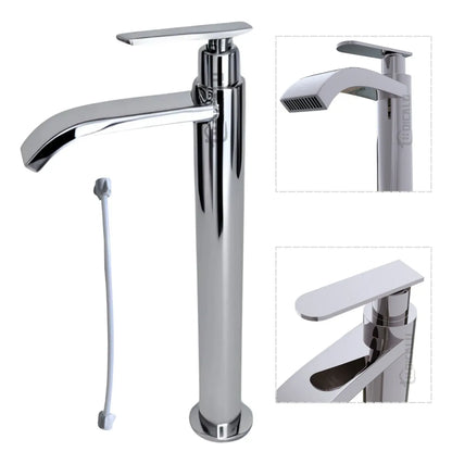 Grifo Llave Alta Tipo Cascada Cromada Agua Fría para Lavamanos - Aqua center 
