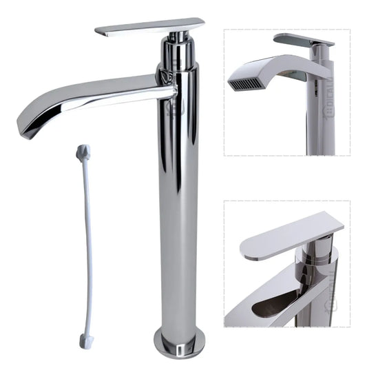 Grifo Llave Alta Tipo Cascada Cromada Agua Fría para Lavamanos - Aqua center 