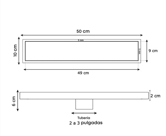 Rejilla Piso Invisible Negro 50x10 2 Sin Borde