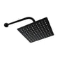 Ducha 10 Pulgadas Negra Cuadrada + Brazo Tubular Negro 38cm