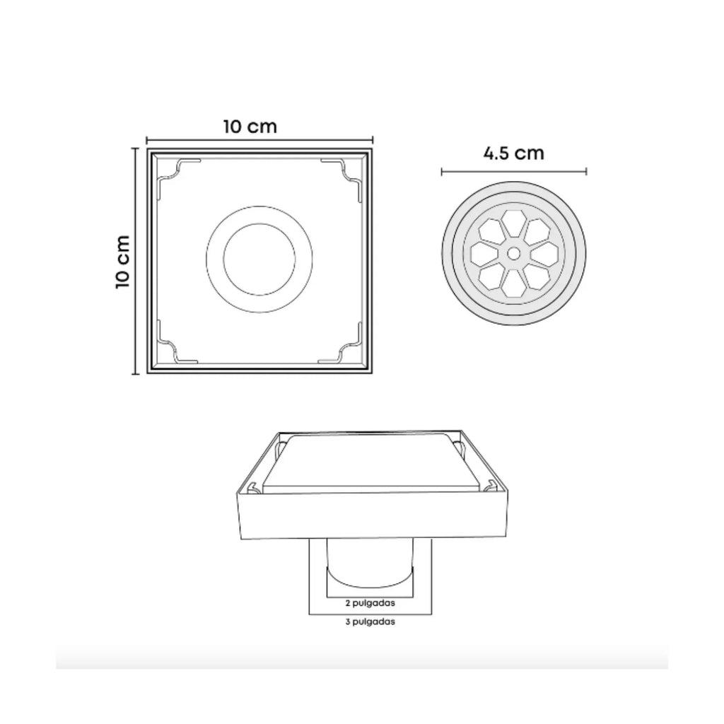 Desagüe al Piso Invisible 10x10 Negro – Elegancia que se Oculta - Aqua center 