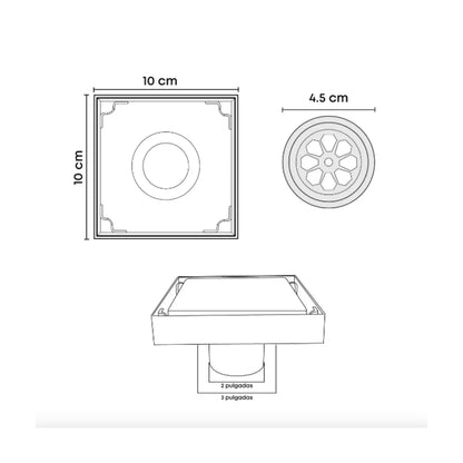 Desagüe al Piso Invisible 10x10 Negro – Elegancia que se Oculta - Aqua center 