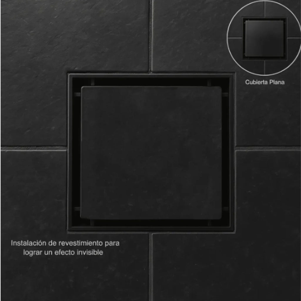 Desagüe al Piso Invisible 10x10 Negro – Elegancia que se Oculta - Aqua center 