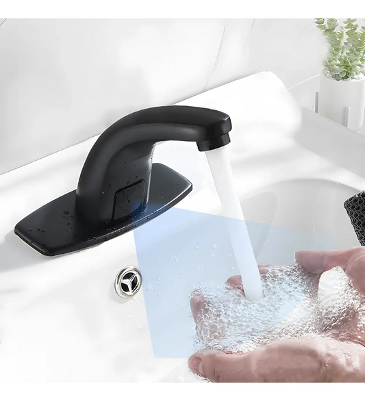 Llave Baja Sensor Lavamanos Negro mate - Aqua center 
